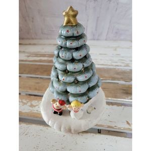 Ceramic vintage light up tree Santa Angel figurine village
